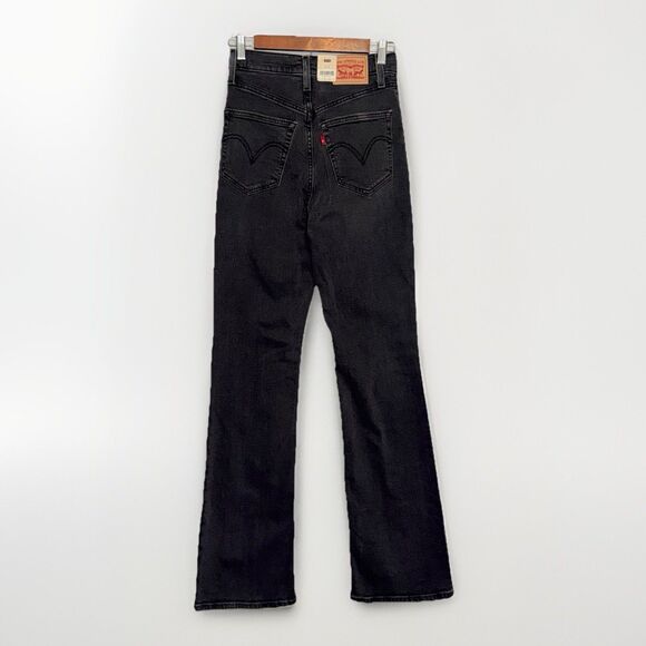 Levis Ribcage Bootcut Jeans Womens 27 Black High Rise 90s Button Fly Stretch - Picture 4 of 16
